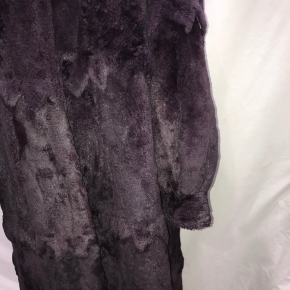 POLO NORTE DEEP PURPLE FULL LENGTH RABBIT FUR COAT - Picture 3 of 14